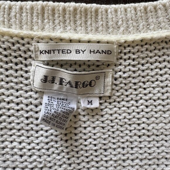 VTG Fair Isle Hand Knit V-Neck Sweater J.J. Fargo Brand - Picture 3 of 4